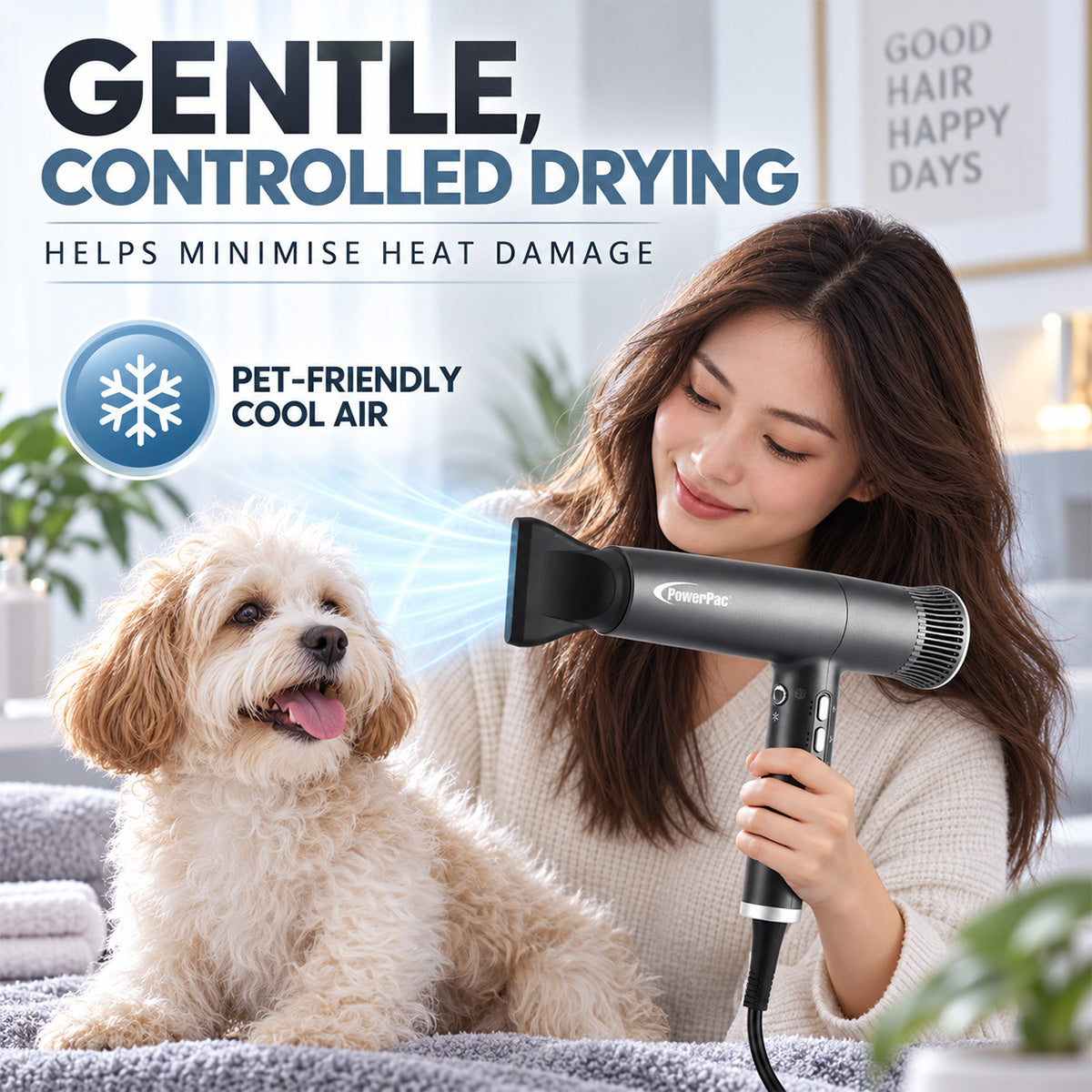 PowerPac High Speed Hair Dryer with cool air, Ionic Blow Dryer 1800W (PPH2878)