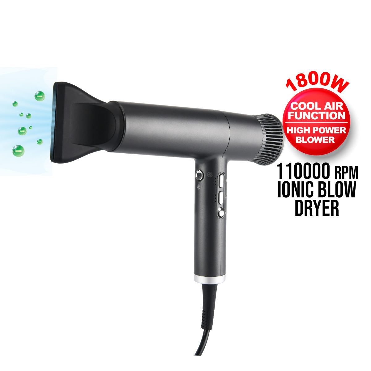 PowerPac High Speed Hair Dryer with cool air, Ionic Blow Dryer 1800W (PPH2878)