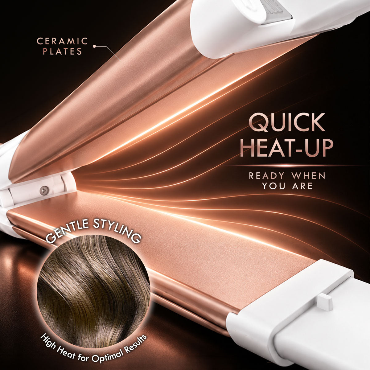 PowerPac 2 IN 1 Electric Hair Curler, Straightener with Quick heat up and neon indicator (PPH5092)