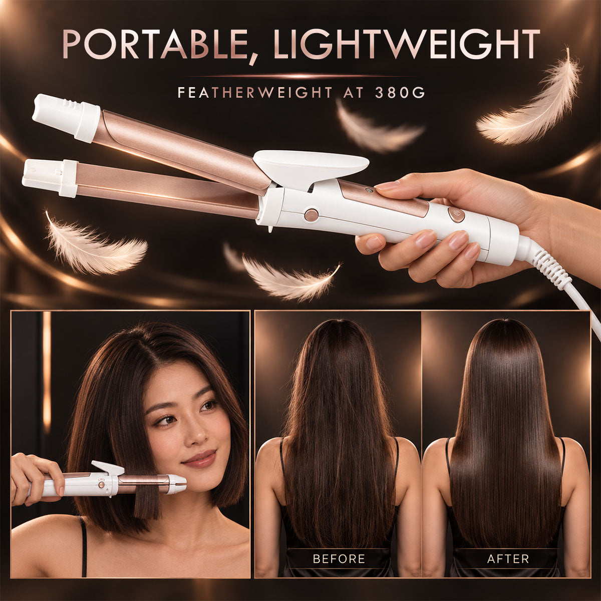 PowerPac 2 IN 1 Electric Hair Curler, Straightener with Quick heat up and neon indicator (PPH5092)