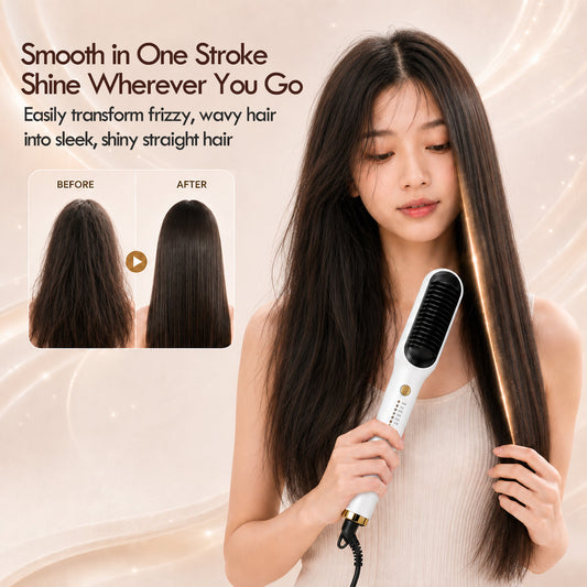 PowerPac Electric Hair Straightener Brush with Quick heat up, 5 Temperature settings & neon indicator (PPH5093)