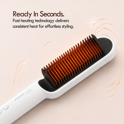 PowerPac Electric Hair Straightener Brush with Quick heat up, 5 Temperature settings & neon indicator (PPH5093)