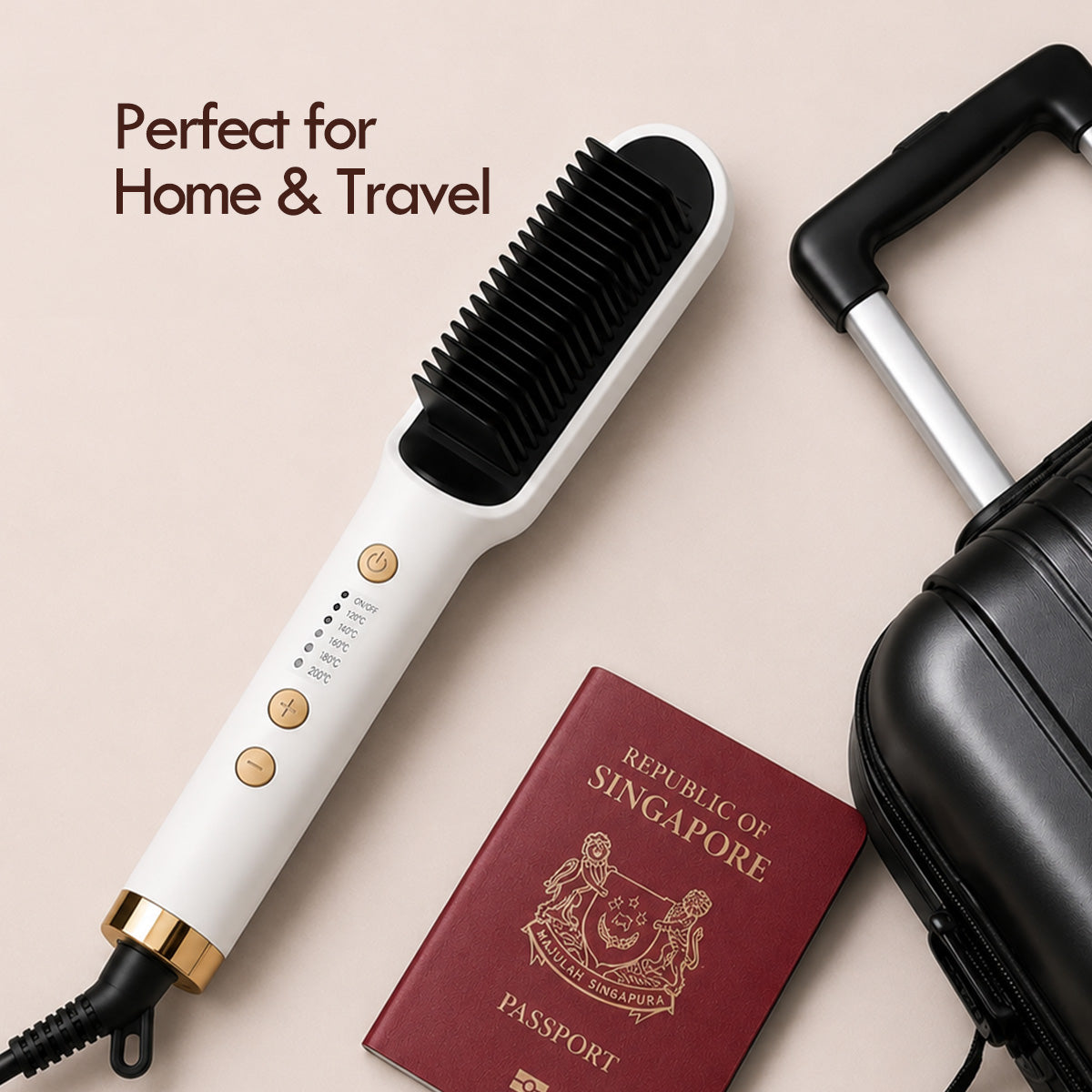 PowerPac Electric Hair Straightener Brush with Quick heat up, 5 Temperature settings & neon indicator (PPH5093)