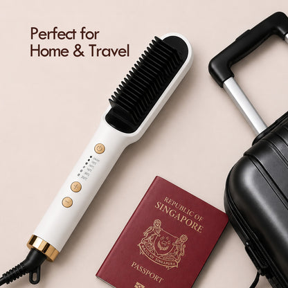 PowerPac Electric Hair Straightener Brush with Quick heat up, 5 Temperature settings & neon indicator (PPH5093)