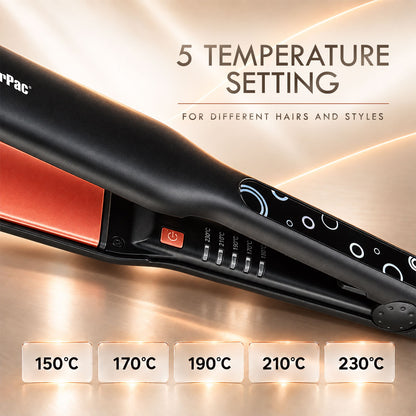 PowerPac Electric Hair Straightener with Quick heat up, 5 Temperature settings & neon indicator (PPH5130A)