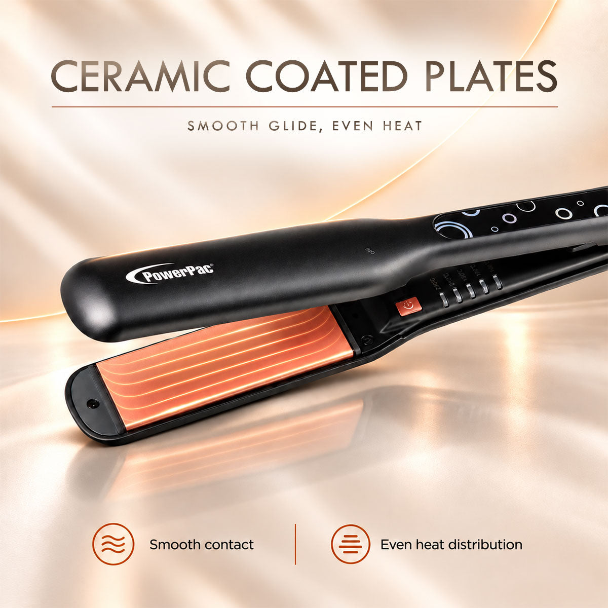 PowerPac Electric Hair Straightener with Quick heat up, 5 Temperature settings & neon indicator (PPH5130A)