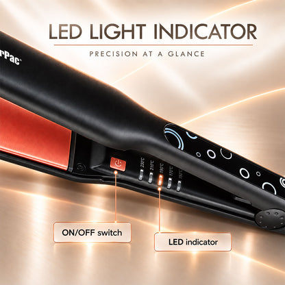 PowerPac Electric Hair Straightener with Quick heat up, 5 Temperature settings & neon indicator (PPH5130A)