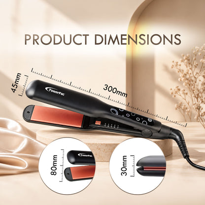 PowerPac Electric Hair Straightener with Quick heat up, 5 Temperature settings & neon indicator (PPH5130A)