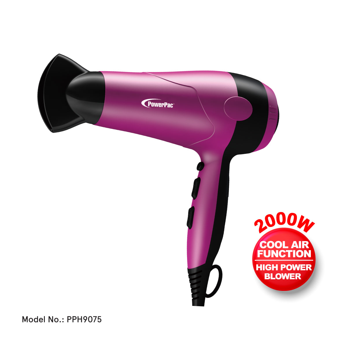 Hair Dryer With Cool Air High Speed  Hair Dryer, Prefessional Hair Dryer 2000W (PPH9075)