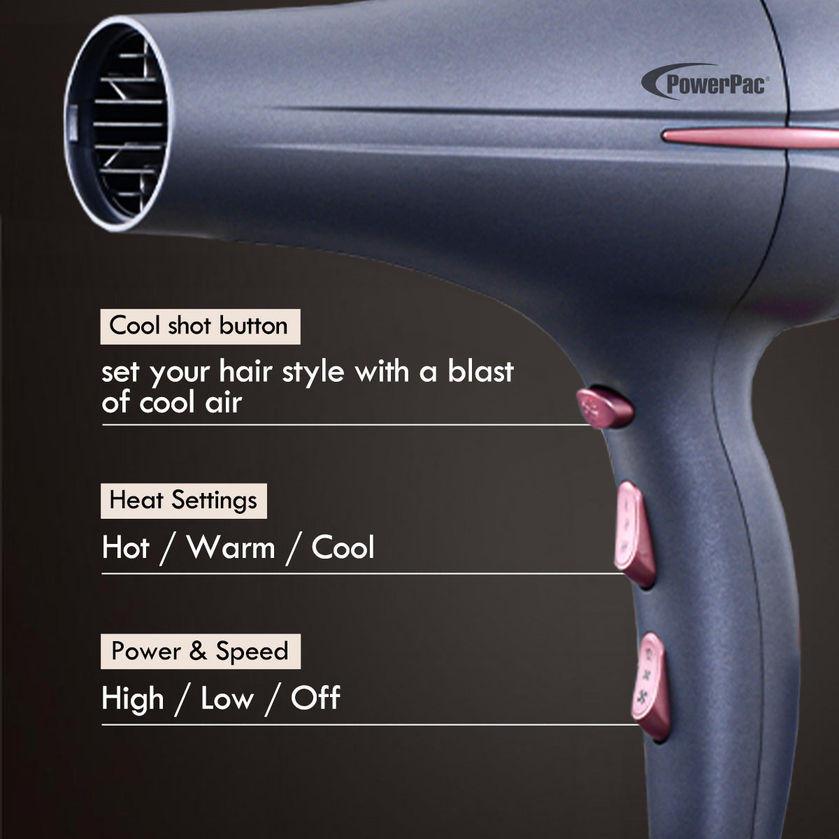 DC High Speed Hair Dryer with cool air, Professional Hair Dryer, 2200W (PPH9075A)