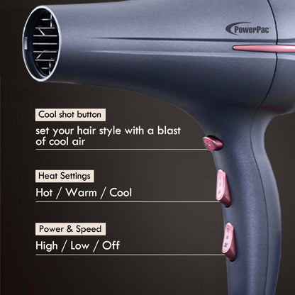 DC High Speed Hair Dryer with cool air, Professional Hair Dryer, 2200W (PPH9075A)