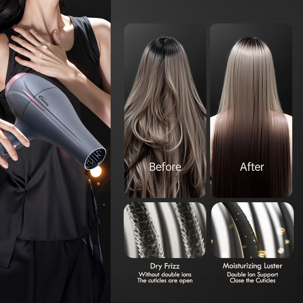 DC High Speed Hair Dryer with cool air, Professional Hair Dryer, 2200W (PPH9075A)