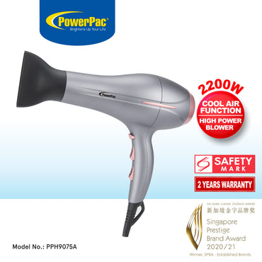 DC High Speed Motor Hair Dryer with cool air, Professional Hair Dryer 2200W (PPH9075A)