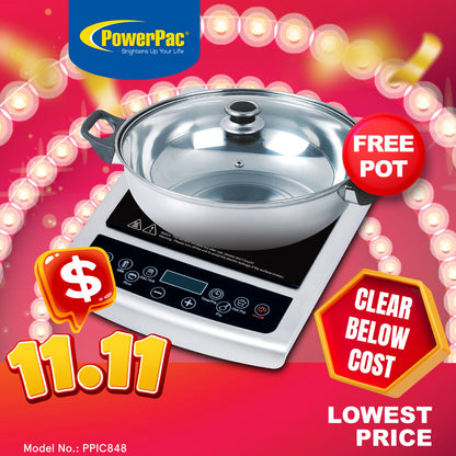 Induction Cooker Steamboat with Stainless Steel Pot & Overheat Protection (PPIC848)