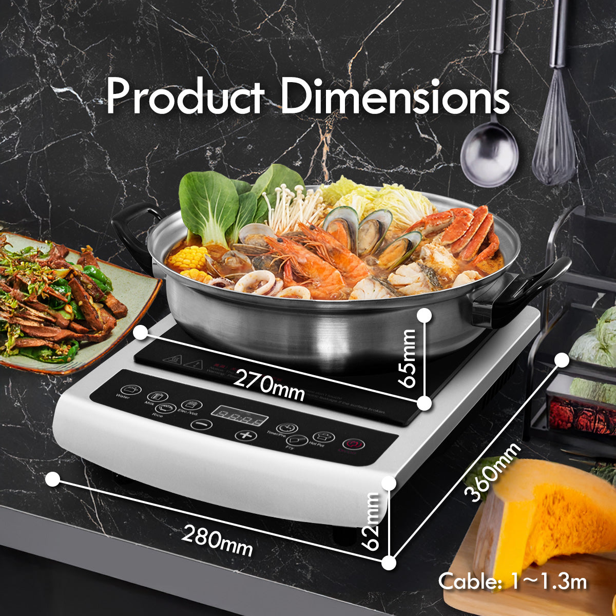 Induction Cooker Steamboat with Stainless Steel Pot + Stainless Steel Steamer (PPIC848+ Steamer)