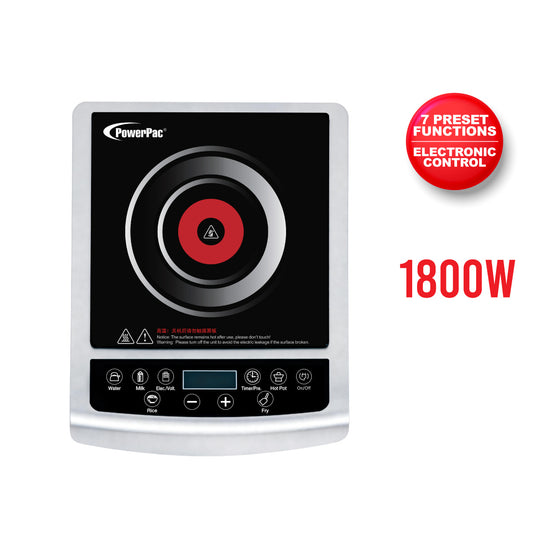 PowerPac Steamboat Induction Cooker, 7 Preset Functions, 1800W (PPIC848ANP)
