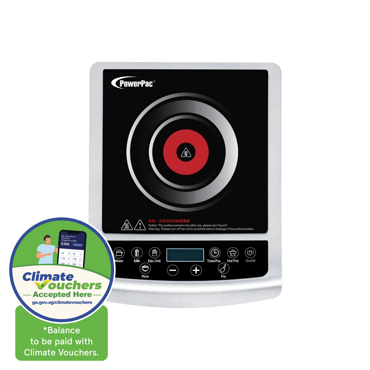[CLIMATE VOUCHER $400] Induction Cooker, 7 Preset Functions, 1800W (PPIC848ANP)