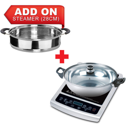 Induction Cooker Steamboat with Stainless Steel Pot + Stainless Steel Steamer (PPIC848+ Steamer)