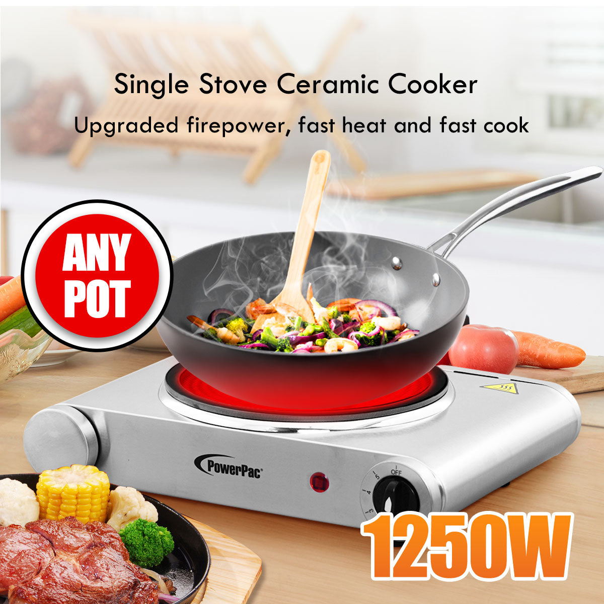 Single Stove, Ceramic Cooker, Infrared Cooker, Any Pot Cooker 1250W (PPIC861)