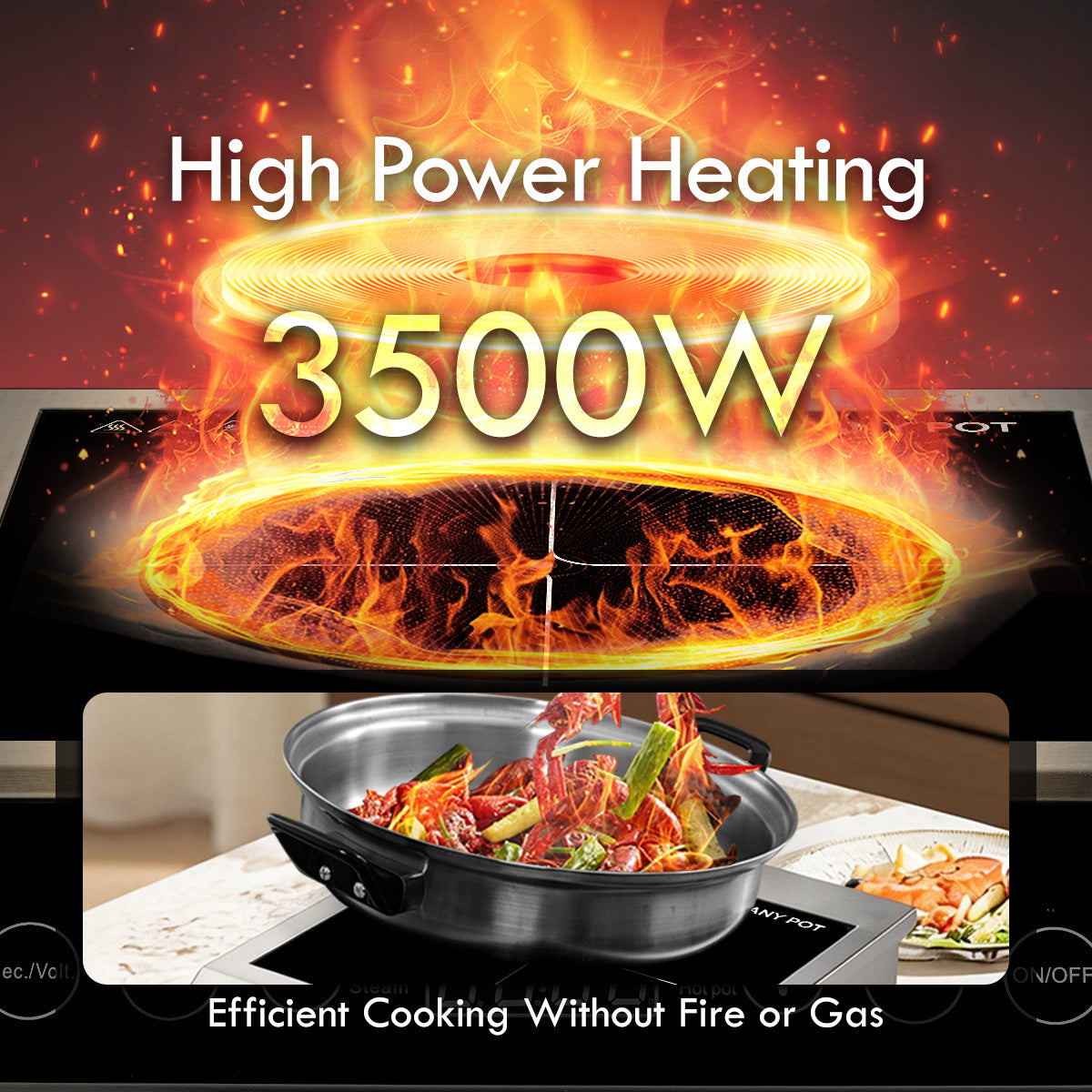 PowerPac Ceramic Cooker (Professional), High Power Ceramic Cooker, Fast Heat Ceramic Cooker 3500W (PPIC885)