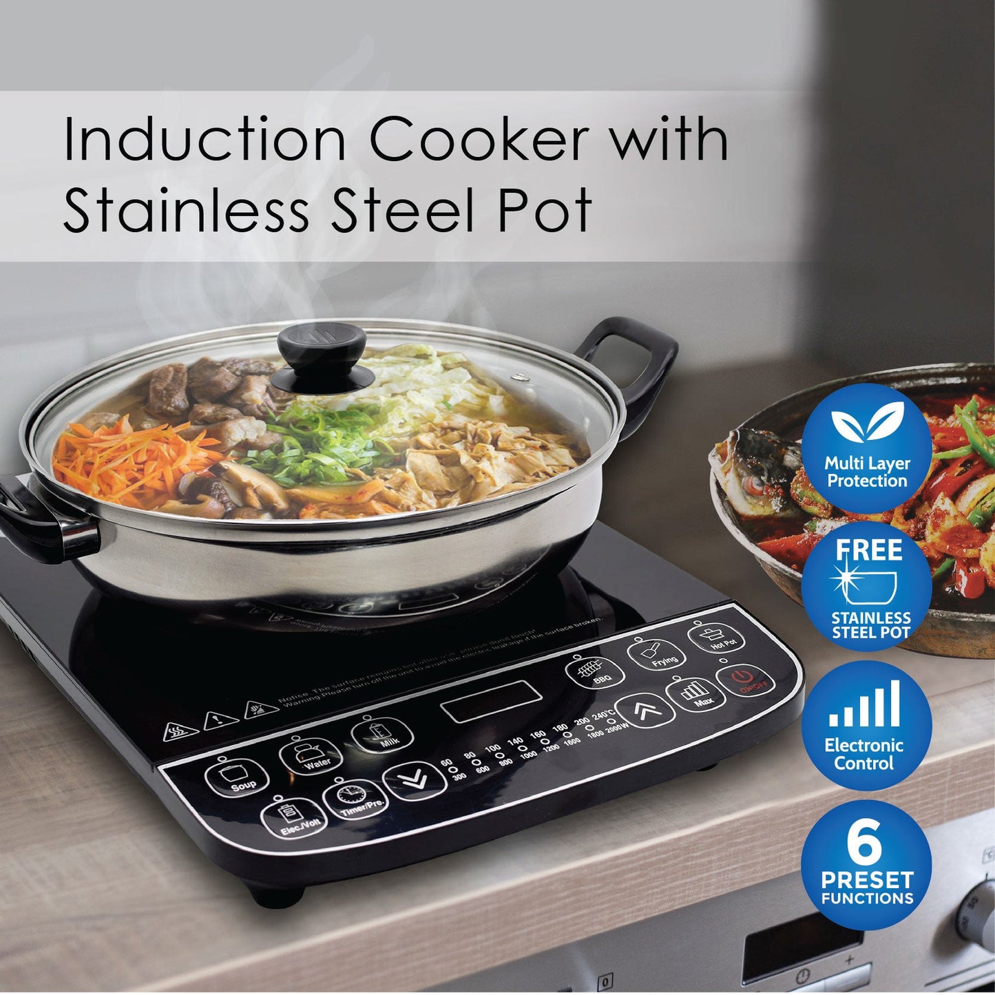 Induction Cooker Steamboat with Stainless Steel Pot (PPIC887) - PowerPacSG