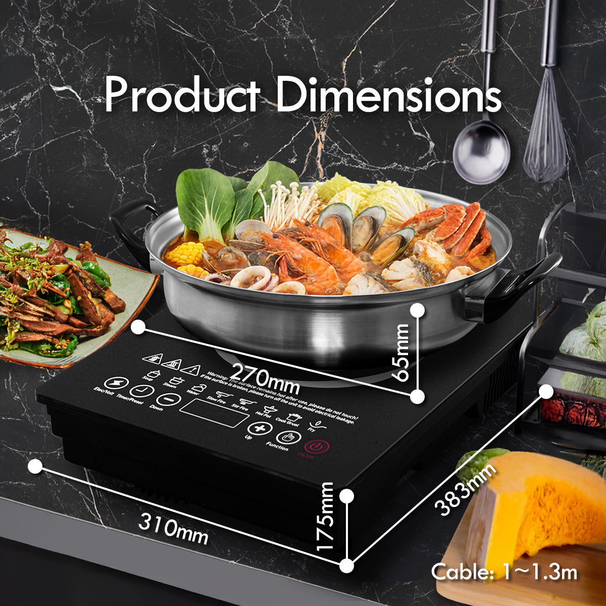 Steamboat Induction Cooker with Stainless Steel Pot + Stainless