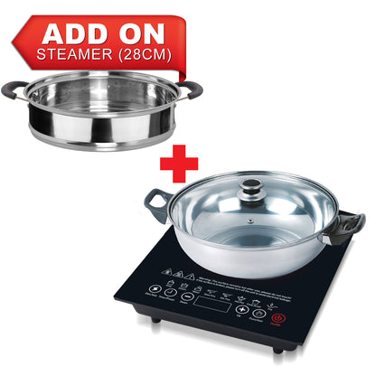 Steamboat Induction Cooker with Stainless Steel Pot + Stainless Steel Steamer (PPIC888+ Steamer )