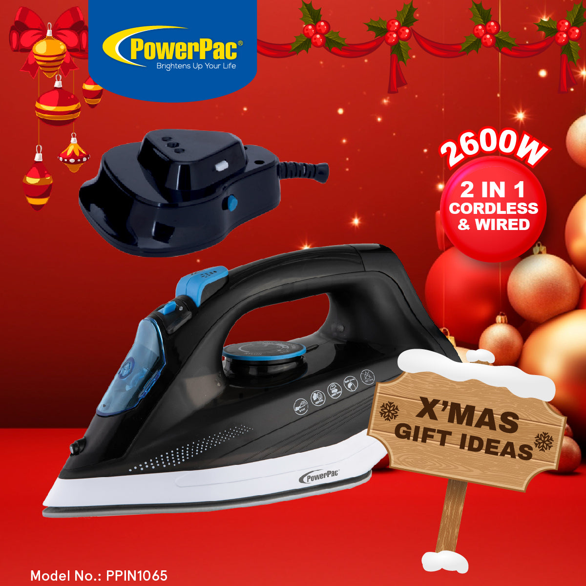 2 IN 1 Cordless Steam Iron, Steam Iron, Iron With Spray (PPIN1065)