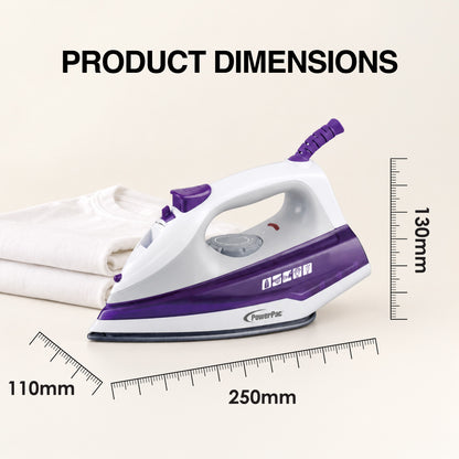 PowerPac Steam Iron with Spray , Non Stick Iron (PPIN1107)
