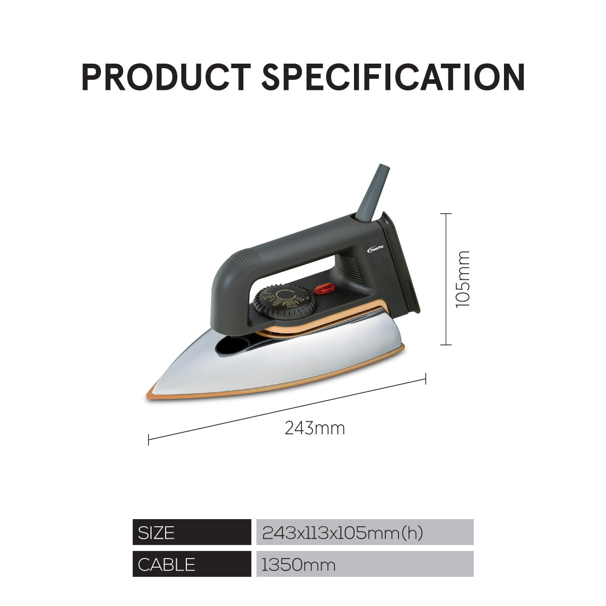 Dry Iron with Temperature control 0.7KG (PPIN1121)