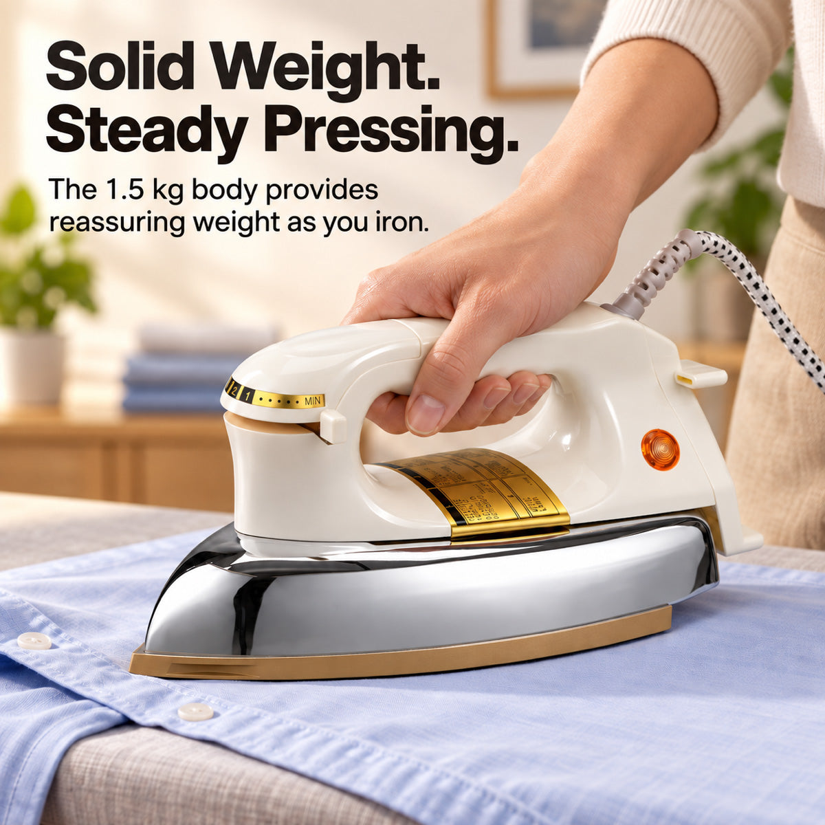 PowerPac 1.5KG Heavy Dry Iron with Temperature control (PPIN1127)