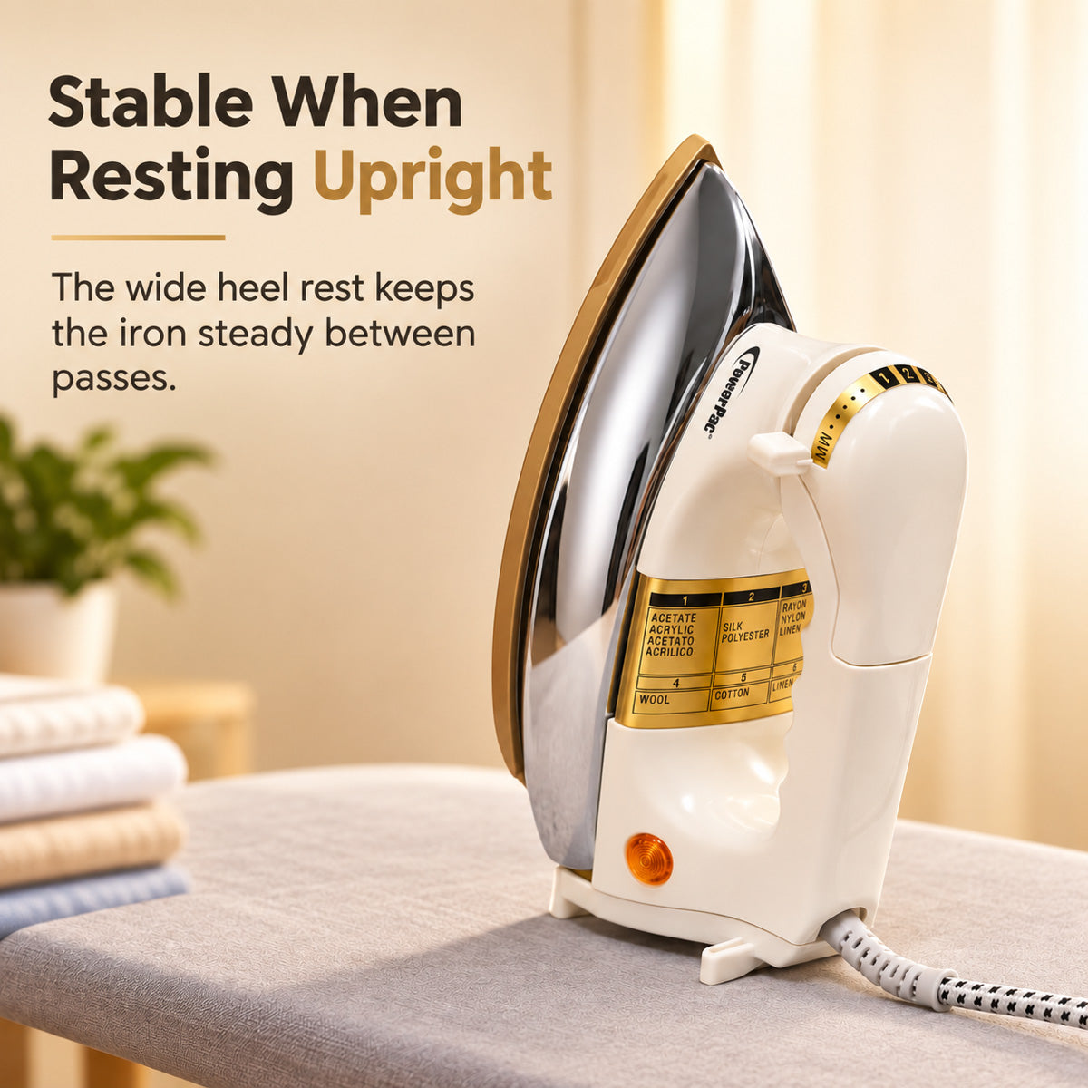 PowerPac 1.5KG Heavy Dry Iron with Temperature control (PPIN1127)