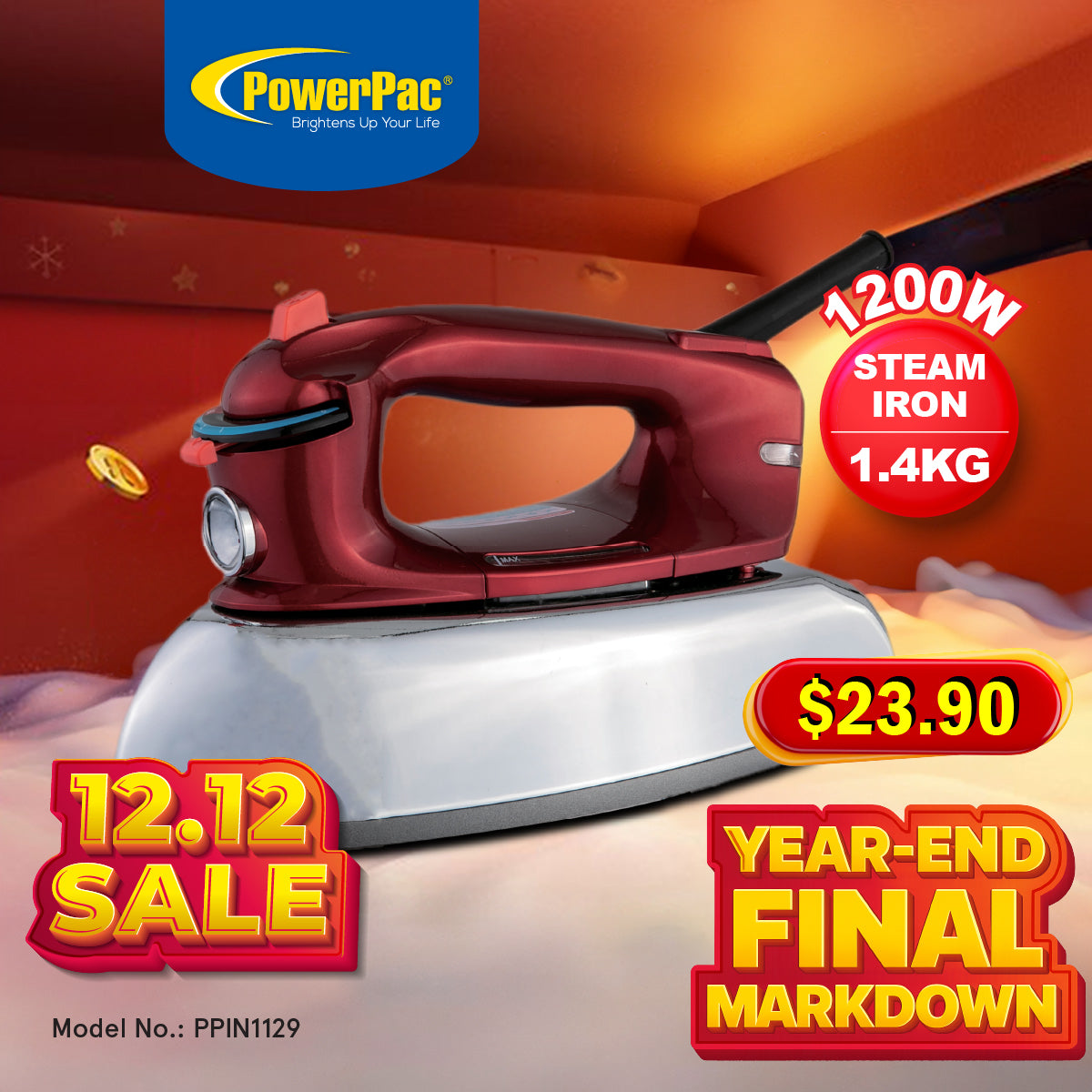 HEAVY DUTY IRON, 1.4KG  STEAM IRON (PPIN1129)