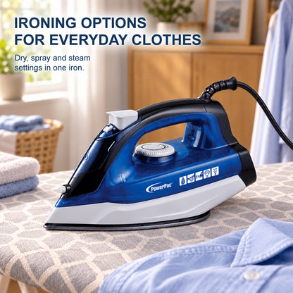 PowerPac Steam Iron with Spray, Non Stick Plate (PPIN1200)