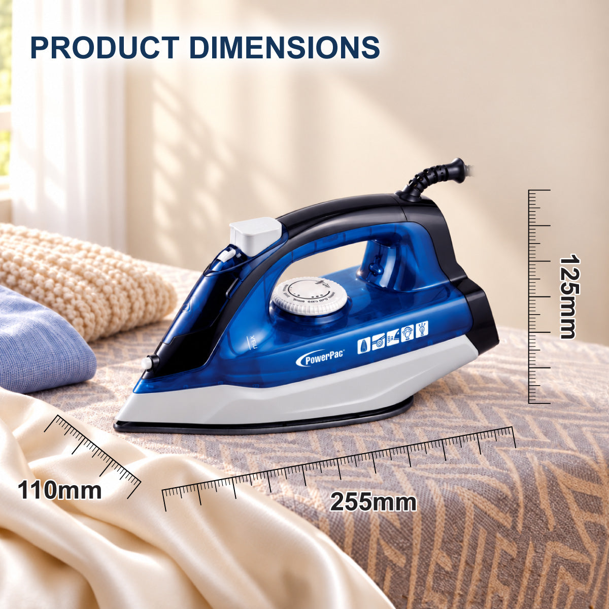 PowerPac Steam Iron with Spray, Non Stick Plate (PPIN1200)