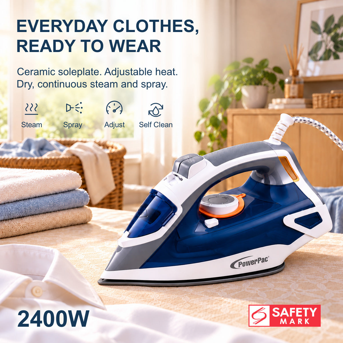 PowerPac Steam Iron with Ceramic Soleplate, Heavy Duty Iron, Non Stick Iron (PPIN2400)