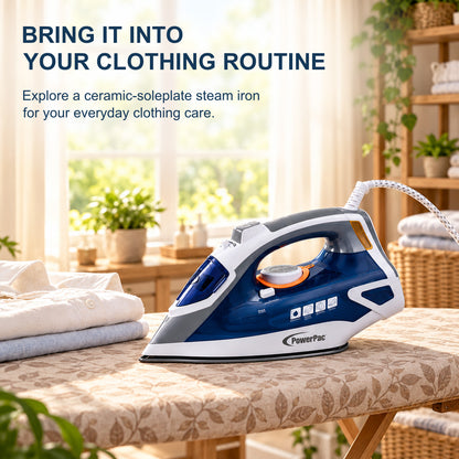 PowerPac Steam Iron with Ceramic Soleplate, Heavy Duty Iron, Non Stick Iron (PPIN2400)