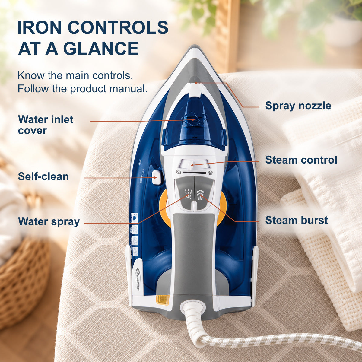 PowerPac Steam Iron with Ceramic Soleplate, Heavy Duty Iron, Non Stick Iron (PPIN2400)