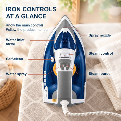 PowerPac Steam Iron with Ceramic Soleplate, Heavy Duty Iron, Non Stick Iron (PPIN2400)