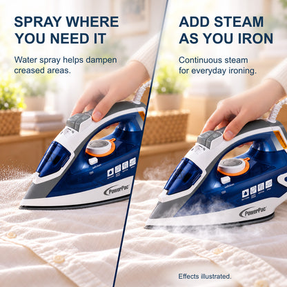 PowerPac Steam Iron with Ceramic Soleplate, Heavy Duty Iron, Non Stick Iron (PPIN2400)