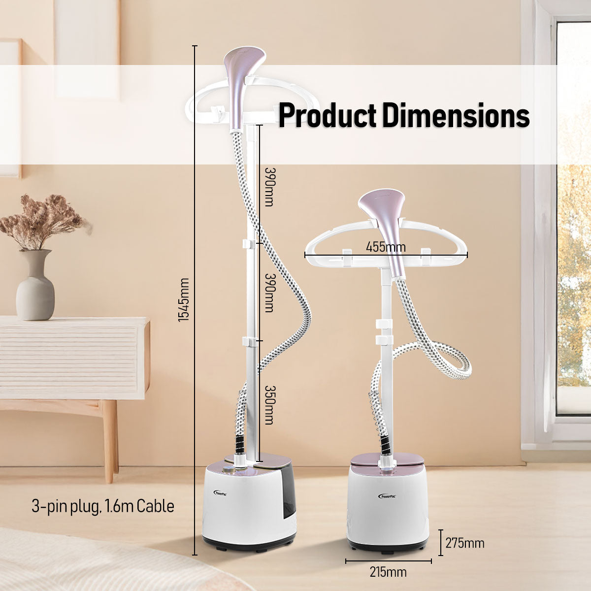 Garment Steamer With 2 Heat Selector 2.8L Water Tank  (PPIN619A)