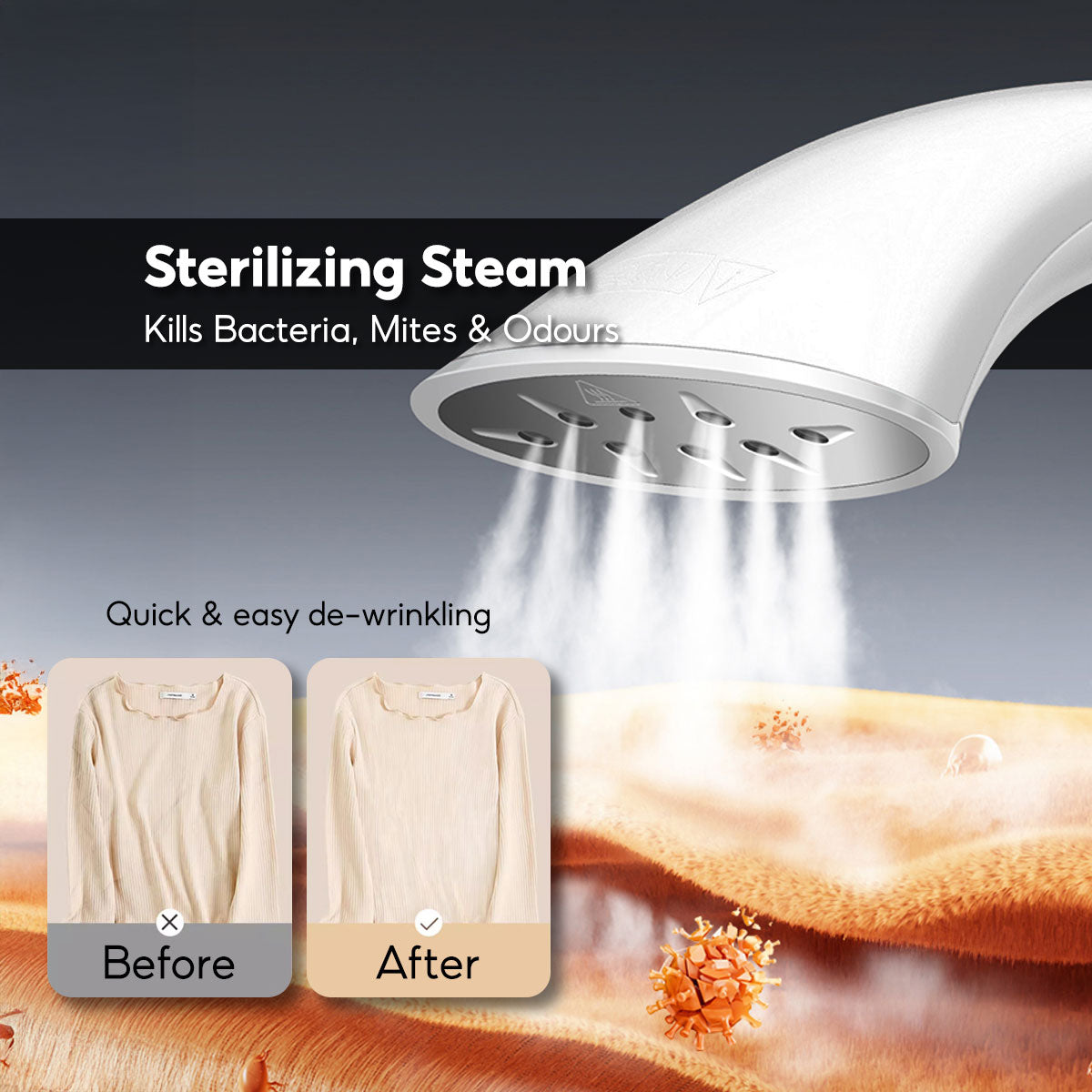 Garment Steamer With 2 Heat Selector 2.7L Water Tank (PPIN655)