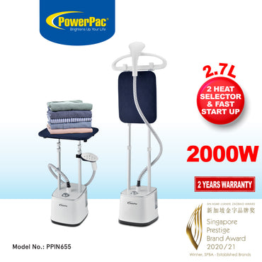 Garment Steamer With 2 Heat Selector 2.7L Water Tank (PPIN655)