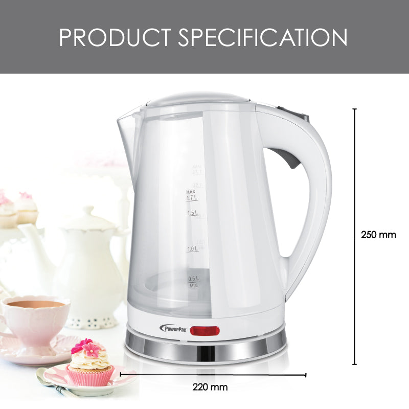 Electric Kettle Jug, Cordless Jug 1.7L BPA FREE (PPJ2002)