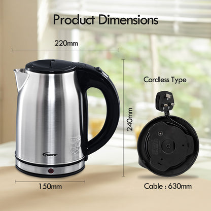 Electric Kettle, Cordless Kettle Jug 1.8L Stainless Steel (PPJ2003)