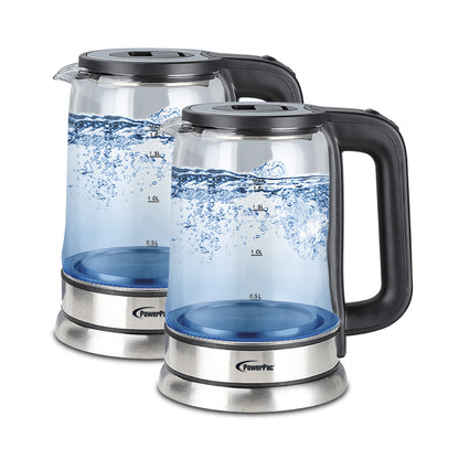 PowerPac Cordless Kettle Jug 1.8L Tempered Glass Jug, Electric Kettle (PPJ2004B)