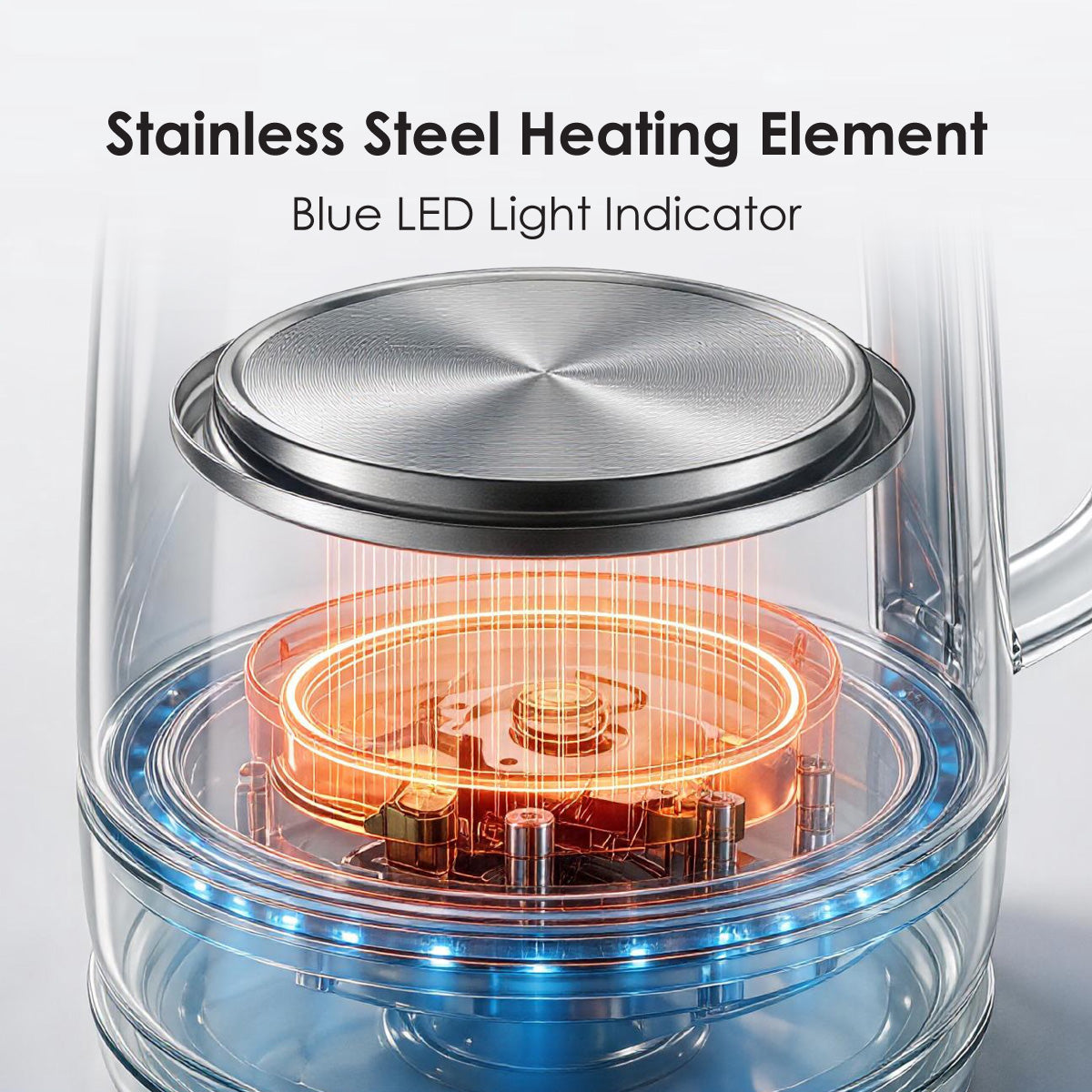 PowerPac Cordless Kettle Jug 1.8L Tempered Glass Jug, Electric Kettle (PPJ2004B)
