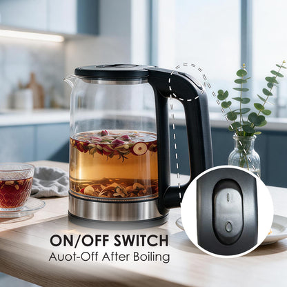 PowerPac Cordless Kettle Jug 1.8L Tempered Glass Jug, Electric Kettle (PPJ2004B)