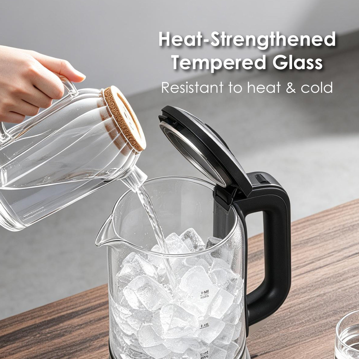 PowerPac Cordless Kettle Jug 1.8L Tempered Glass Jug, Electric Kettle (PPJ2004B)