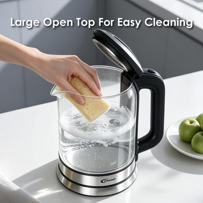 PowerPac Cordless Kettle Jug 1.8L Tempered Glass Jug, Electric Kettle (PPJ2004B)